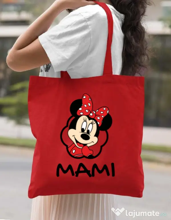 Sacosa din panza Mouse mommy Rosu