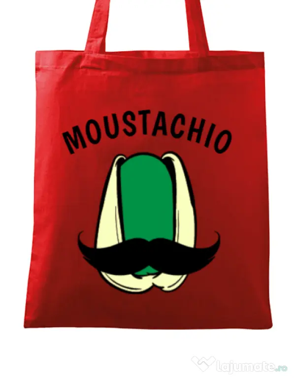 Sacosa din panza Moustachio Rosu