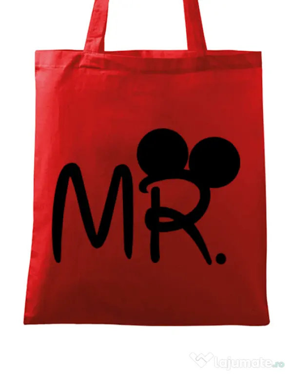 Sacosa din panza Mr Mickey Rosu
