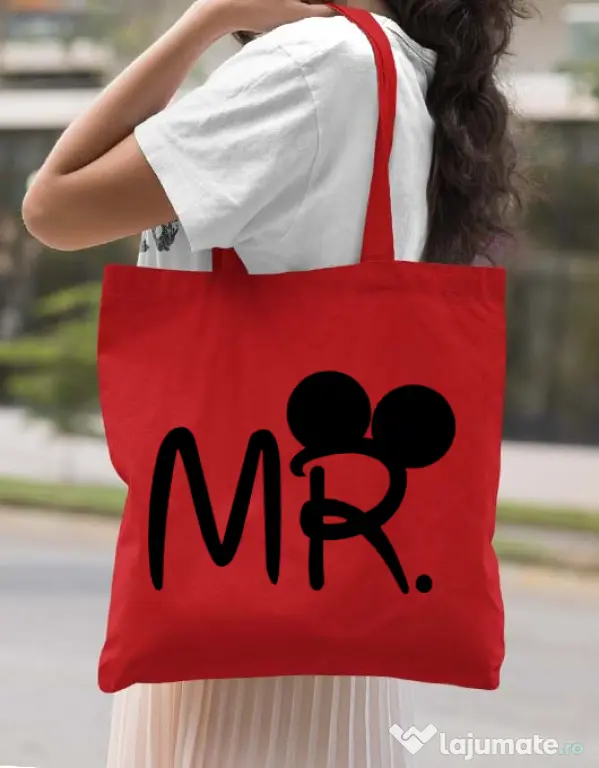 Sacosa din panza Mr Mickey Rosu