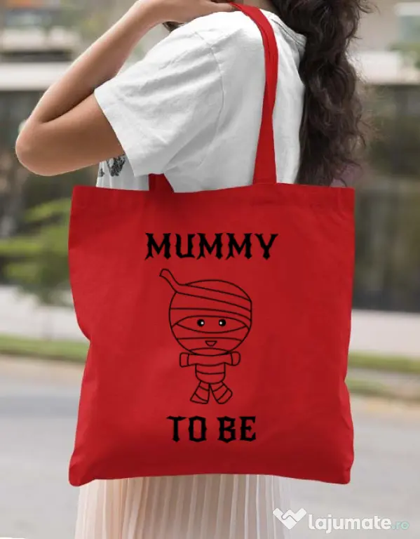 Sacosa din panza Mummy to be boy Rosu