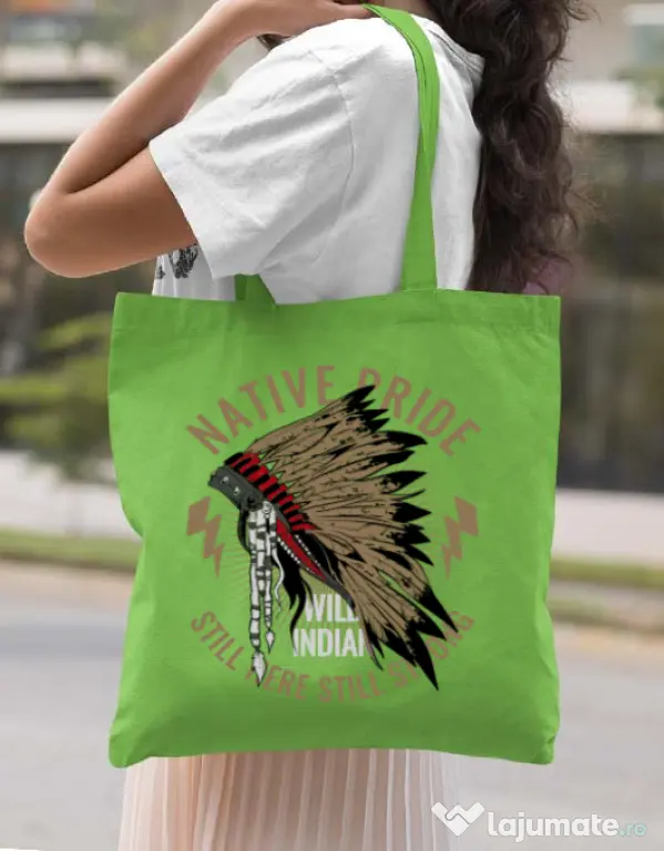Sacosa din panza Native pride Verde mar