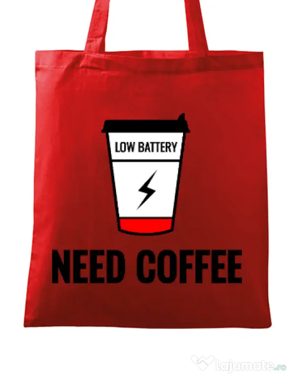 Sacosa din panza Need coffee Rosu