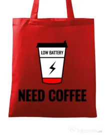 Sacosa din panza Need coffee Rosu