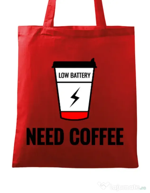 Sacosa din panza Need coffee Rosu
