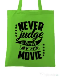 Sacosa din panza Never judge a book Verde mar