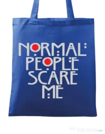Sacosa din panza Normal people scare me Albastru regal