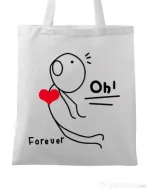 Sacosa din panza Our love story 2 Alb