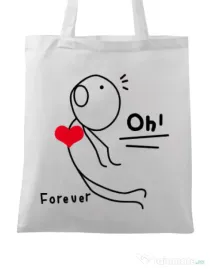 Sacosa din panza Our love story 2 Alb