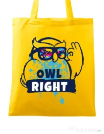 Sacosa din panza Owl right Galben