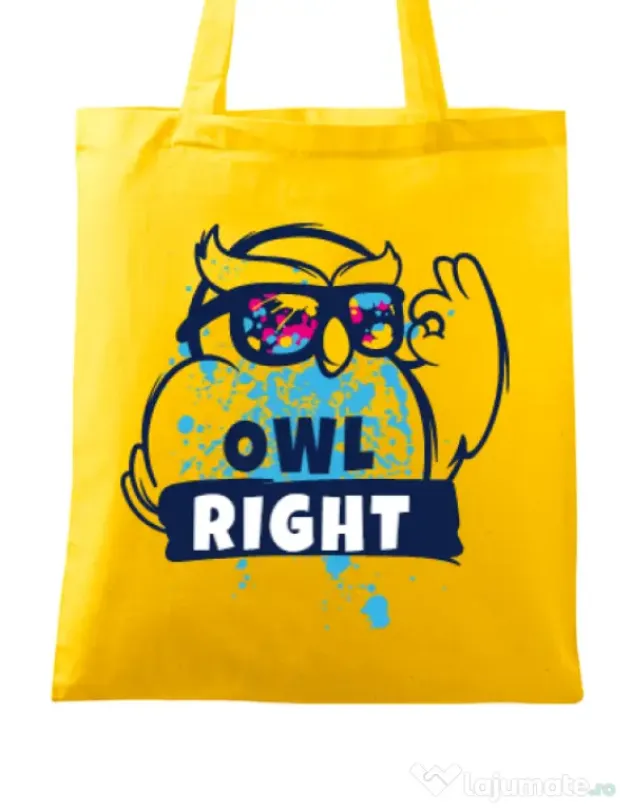 Sacosa din panza Owl right Galben