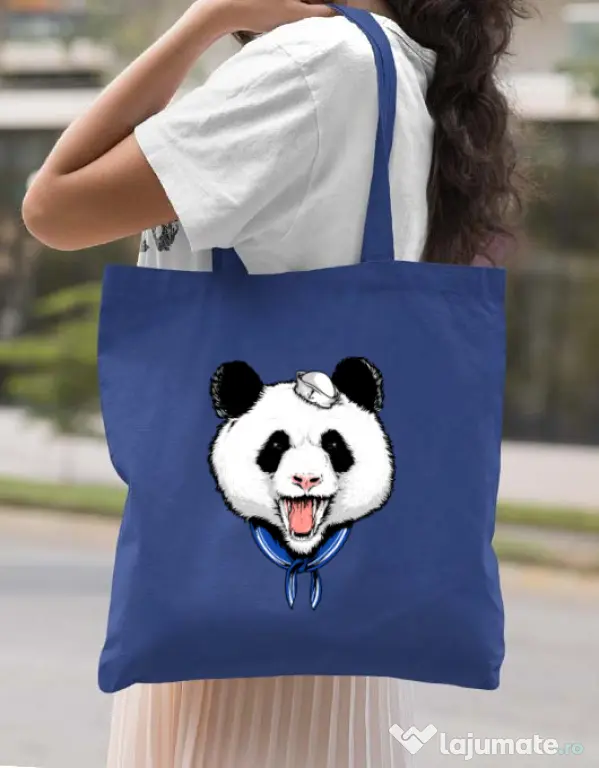 Sacosa din panza Panda Sailor Albastru regal