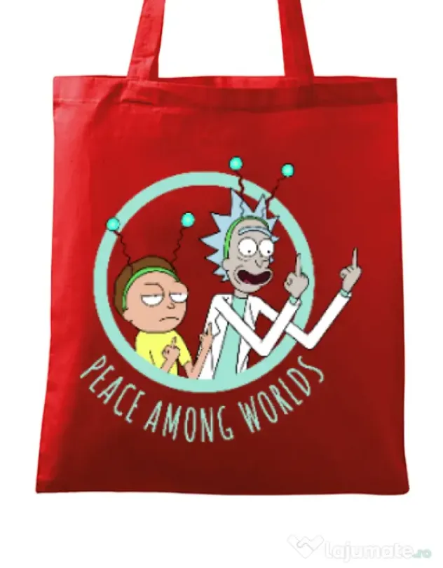 Sacosa din panza Peace among worlds Rosu