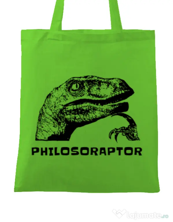 Sacosa din panza Philosoraptor Verde mar