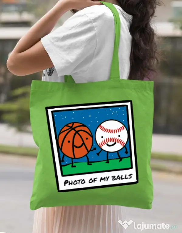Sacosa din panza Photo of my balls Verde mar