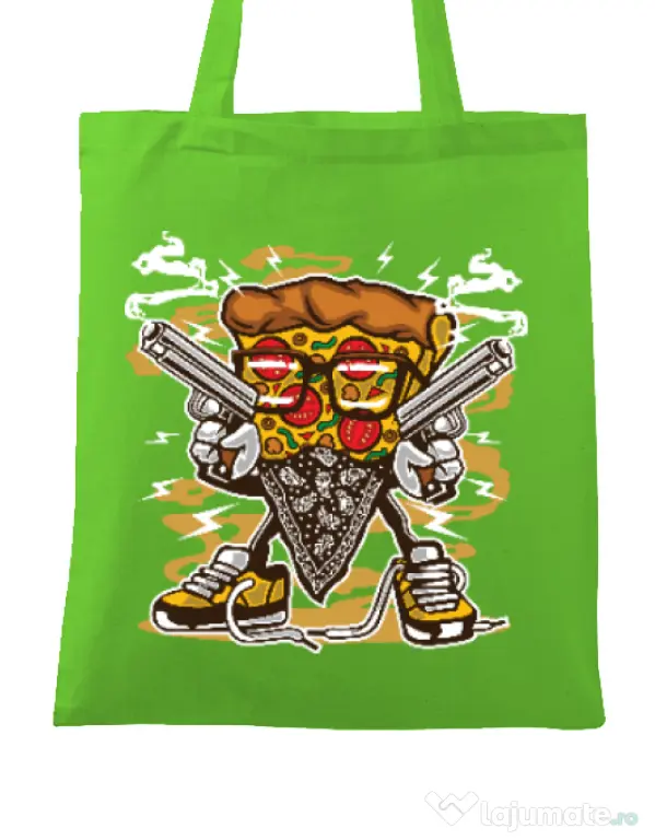 Sacosa din panza Pizza Gangster Verde mar