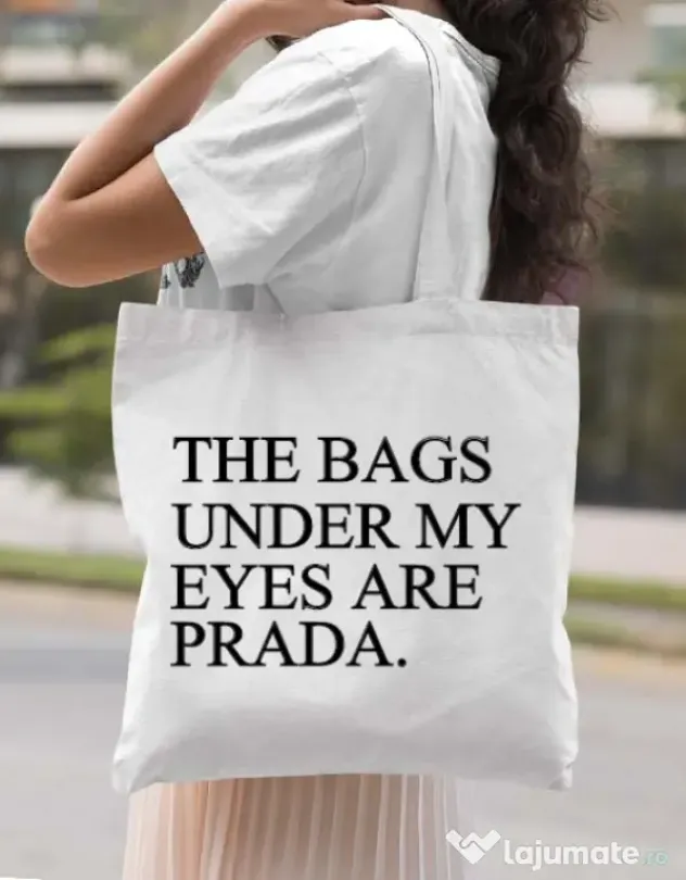 Sacosa din panza Prada bags Alb