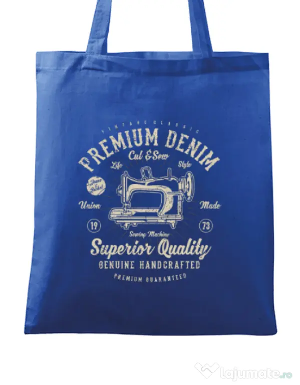 Sacosa din panza Premium Denim Albastru regal