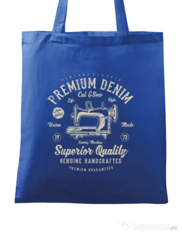 Sacosa din panza Premium Denim Albastru regal
