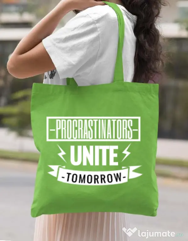 Sacosa din panza Procrastinators Verde mar