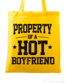 Sacosa din panza Property of a hot boyfriend Galben