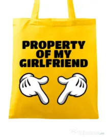 Sacosa din panza Property of my girlfriend Galben