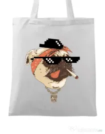 Sacosa din panza Pug Life Alb