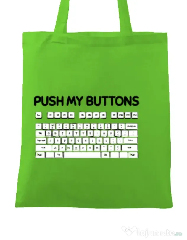 Sacosa din panza Push my buttons Verde mar