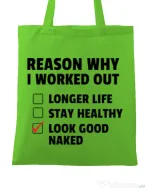 Sacosa din panza Reason why I work out Verde mar