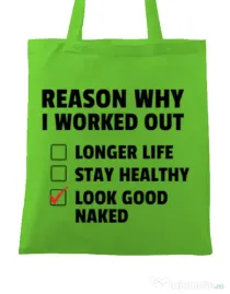 Sacosa din panza Reason why I work out Verde mar