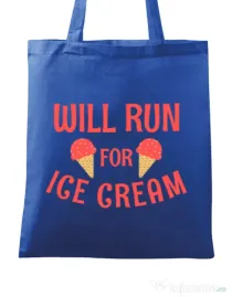 Sacosa din panza Running for ice cream Albastru regal
