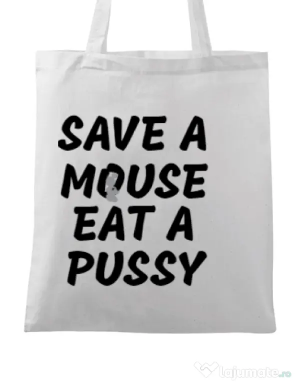 Sacosa din panza Save a mouse Alb