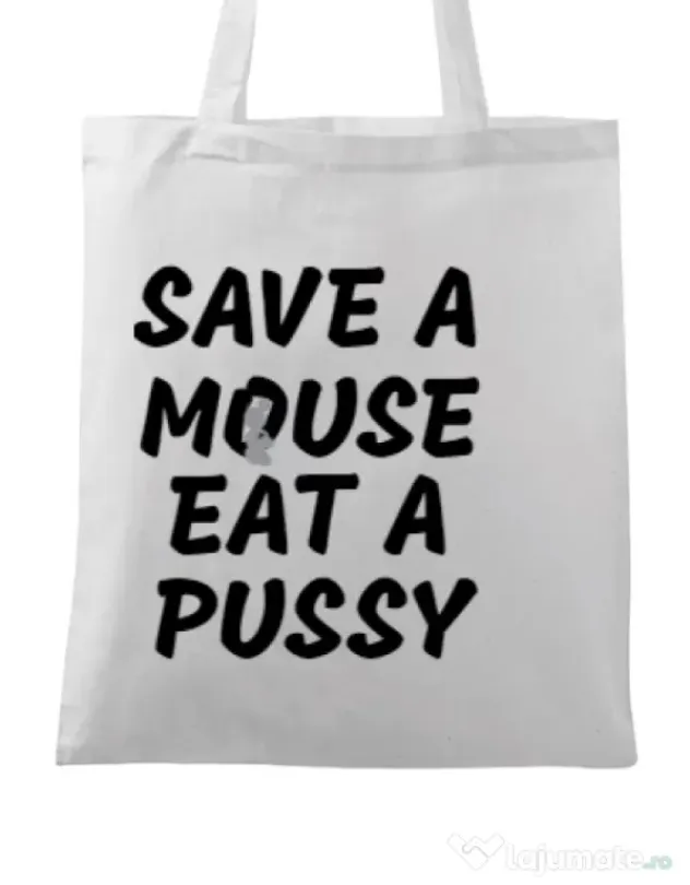 Sacosa din panza Save a mouse Alb