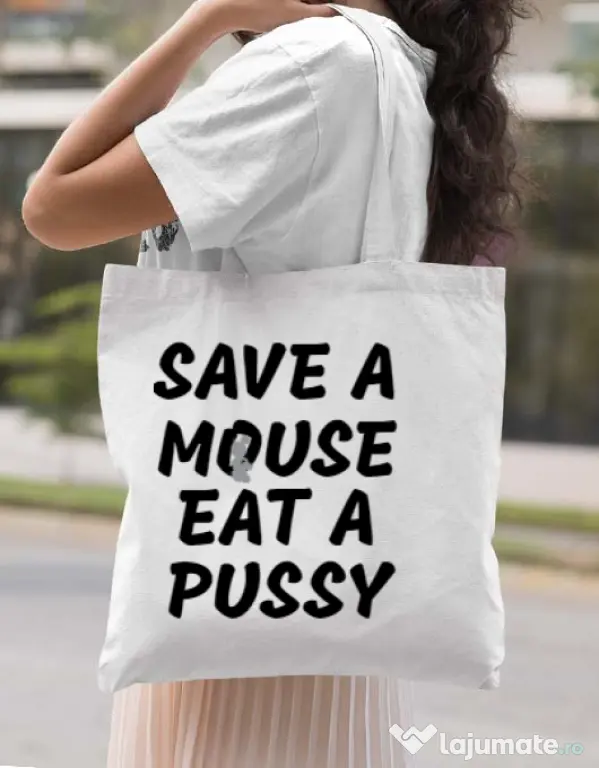 Sacosa din panza Save a mouse Alb