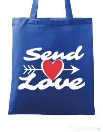 Sacosa din panza Send love Albastru regal