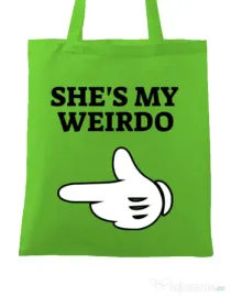 Sacosa din panza She's my weirdo Verde mar