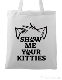 Sacosa din panza Show me your kitties Alb