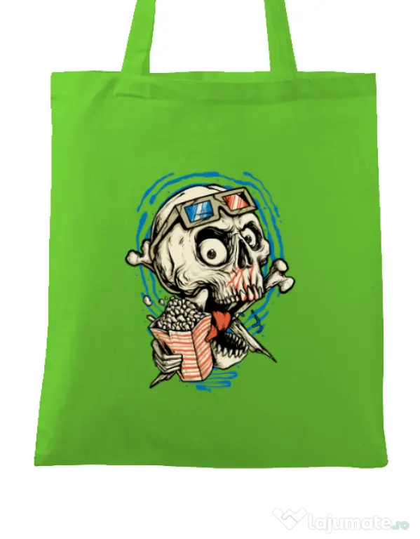 Sacosa din panza Skull Movie Verde mar