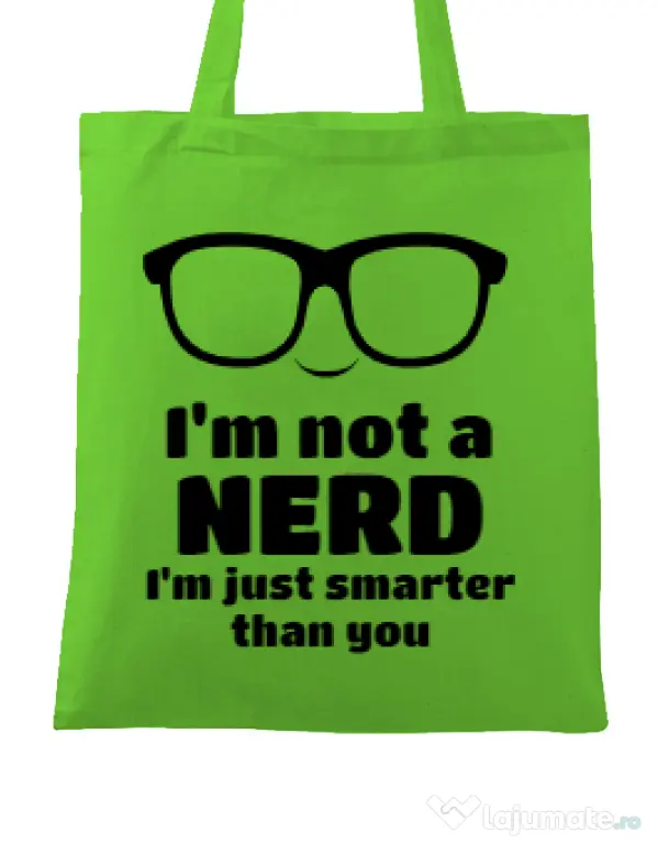 Sacosa din panza Smarter than you Verde mar