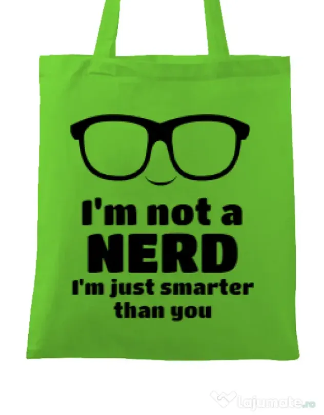 Sacosa din panza Smarter than you Verde mar