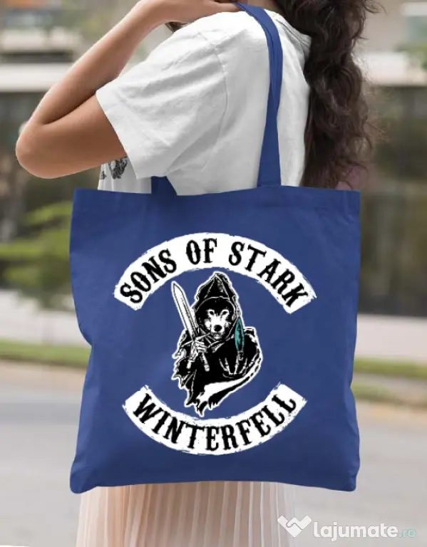 Sacosa din panza Sons of stark Albastru regal