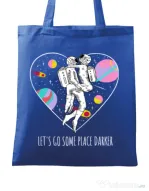 Sacosa din panza Space love Albastru regal