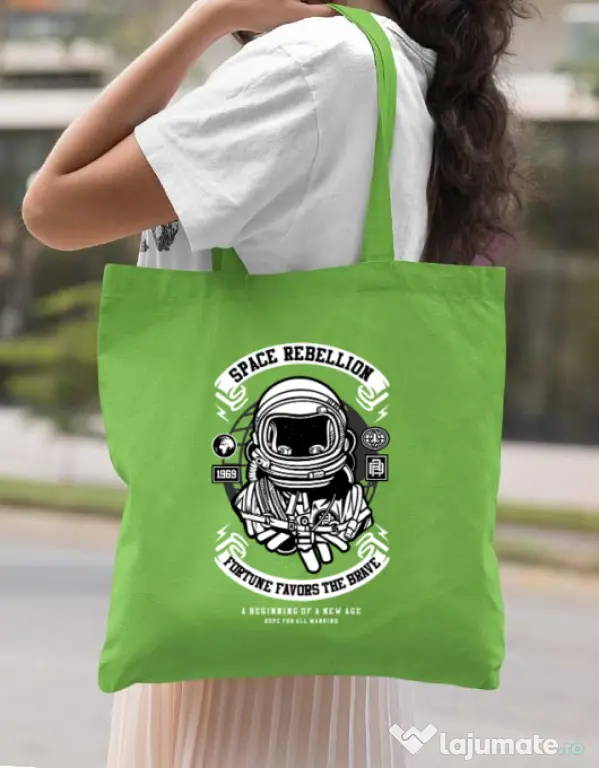 Sacosa din panza Space Rebellion Verde mar