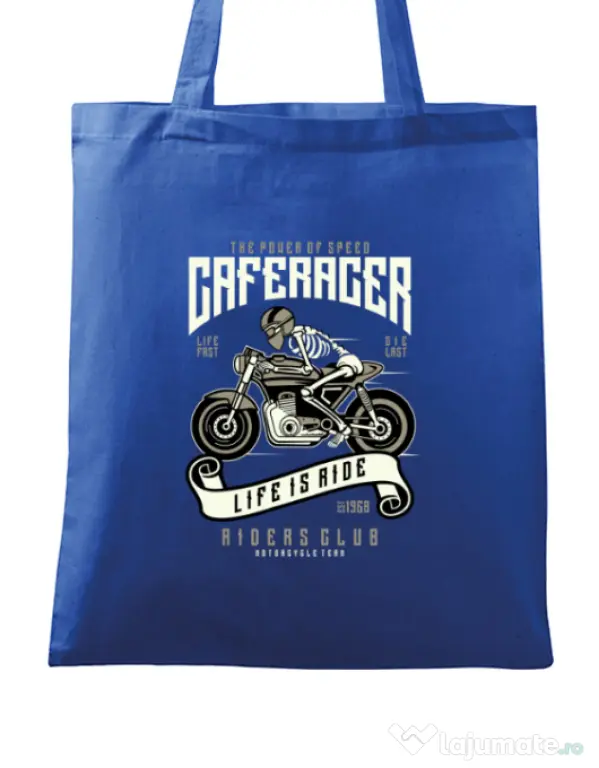 Sacosa din panza Speed of Caferacer Albastru regal