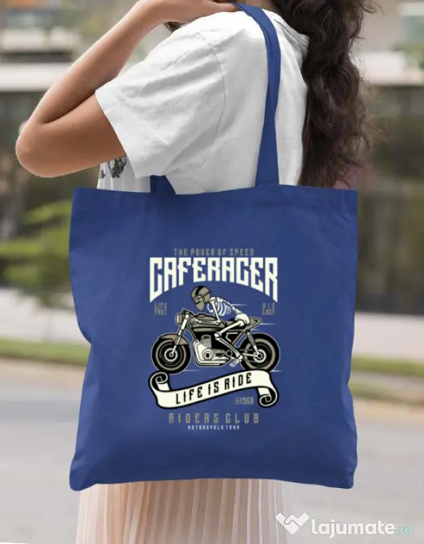 Sacosa din panza Speed of Caferacer Albastru regal