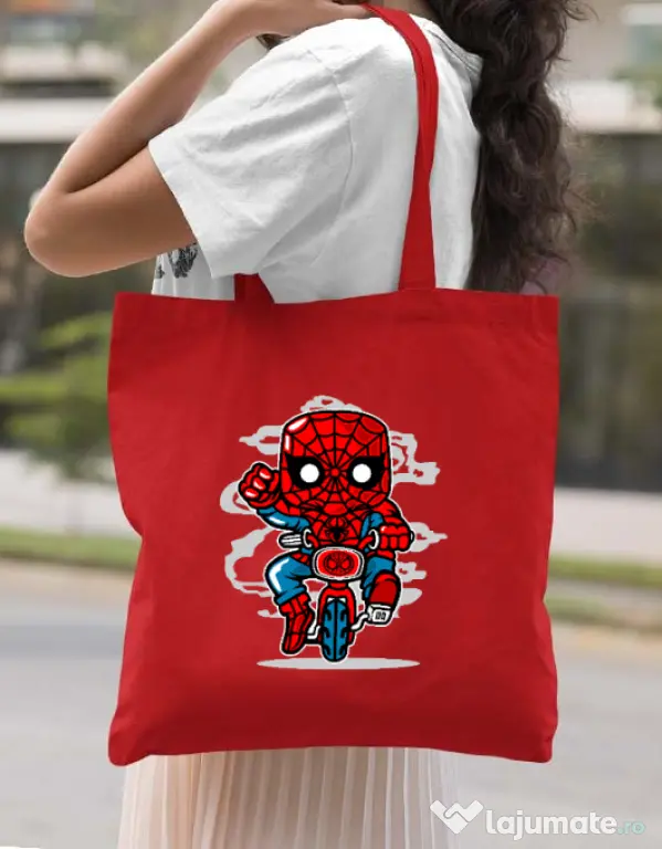 Sacosa din panza Spidey Minibike Rosu