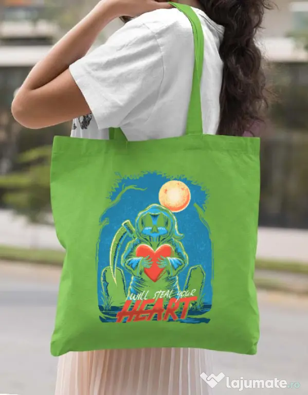 Sacosa din panza Steal Heart Verde mar