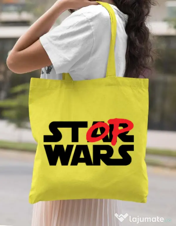 Sacosa din panza Stop wars Galben