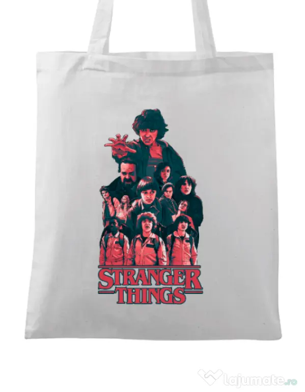 Sacosa din panza Stranger team Alb