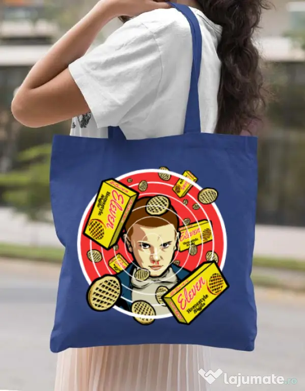 Sacosa din panza Stranger Waffles Albastru regal
